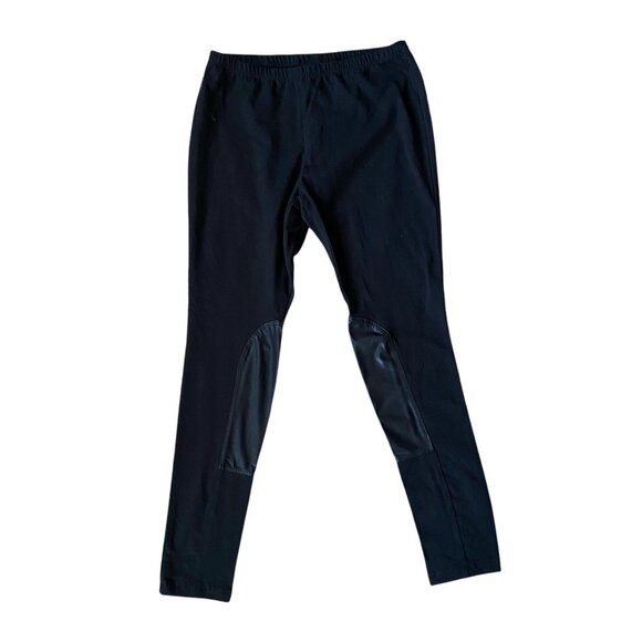 Style & Co Petite women's size PS ebony black full length leggings with patches - Picture 1 of 7